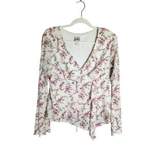 Studio Y Vtg babydoll floral blouse sz L cottagecore Y2K romantic ruffle boho